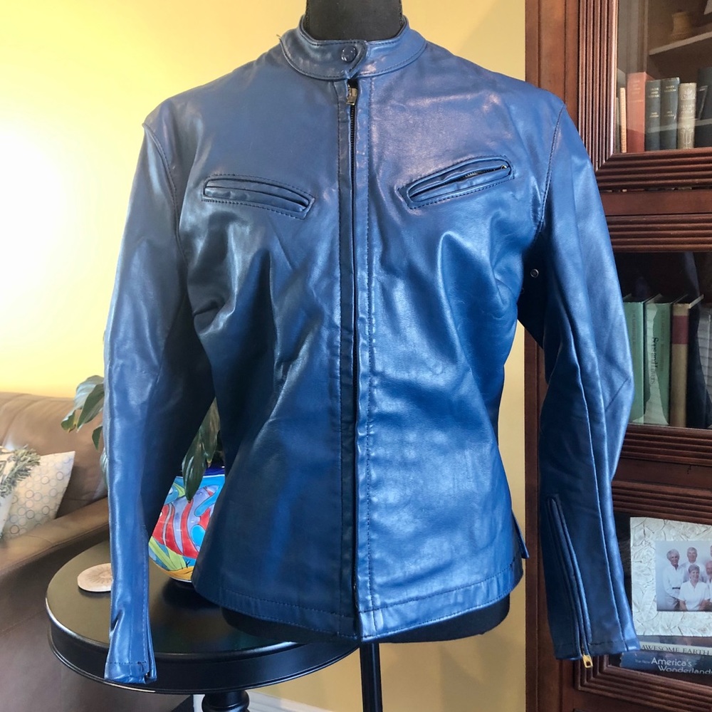 Vintage 1960’s Bates blue leather Cafe Racer - 38